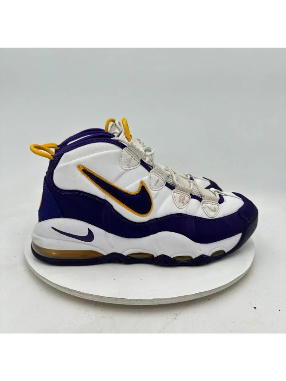 Nike Air Max Uptempo Lakers Derek Fisher Men Sz 10 311090-103 White Purple Shoes